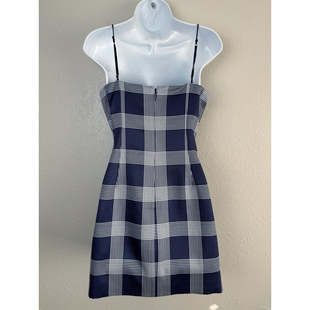 Stylestalker blue plaid asymmetrical button sleeveless mini dress S - Picture 6 of 10